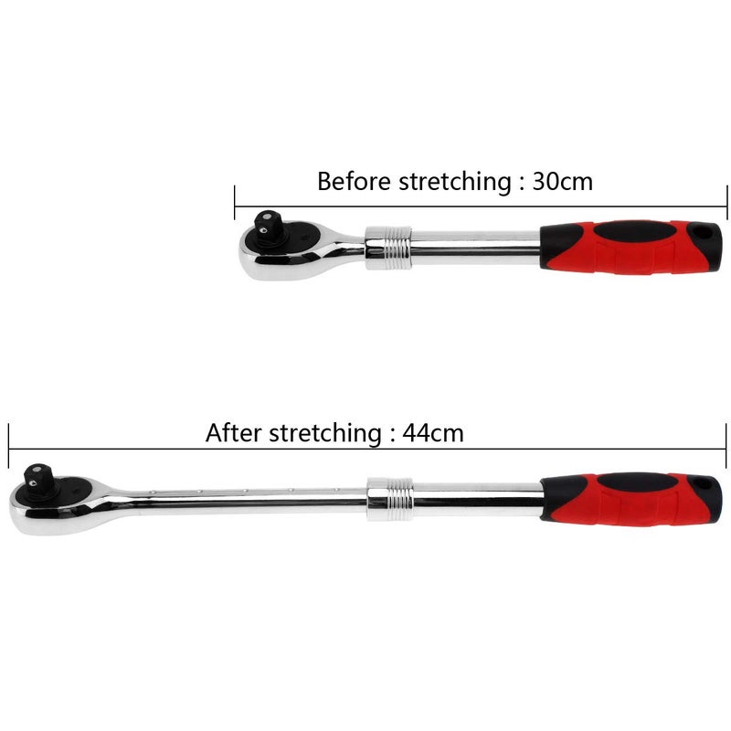 ChgImposs 1/2-Inch Drive Standard Ratchet Wrench, 72-Tooth Extendable Telescopic Socket Spanner Wrench Hand Tools - Image 2